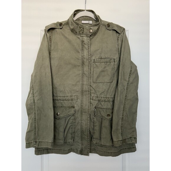 BP Womens Field Utility Jacket Sz M Green Long Sleeve Pockets Drawstring Waist - Picture 1 of 12